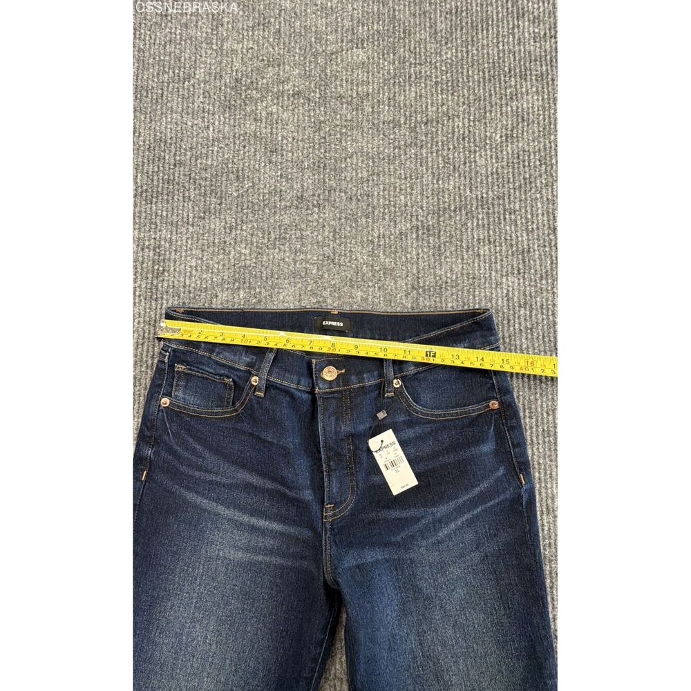 Express Women's Dark Wash Blue High Rise Flare Jeans Sz 8L NWT - Picture 6 of 10